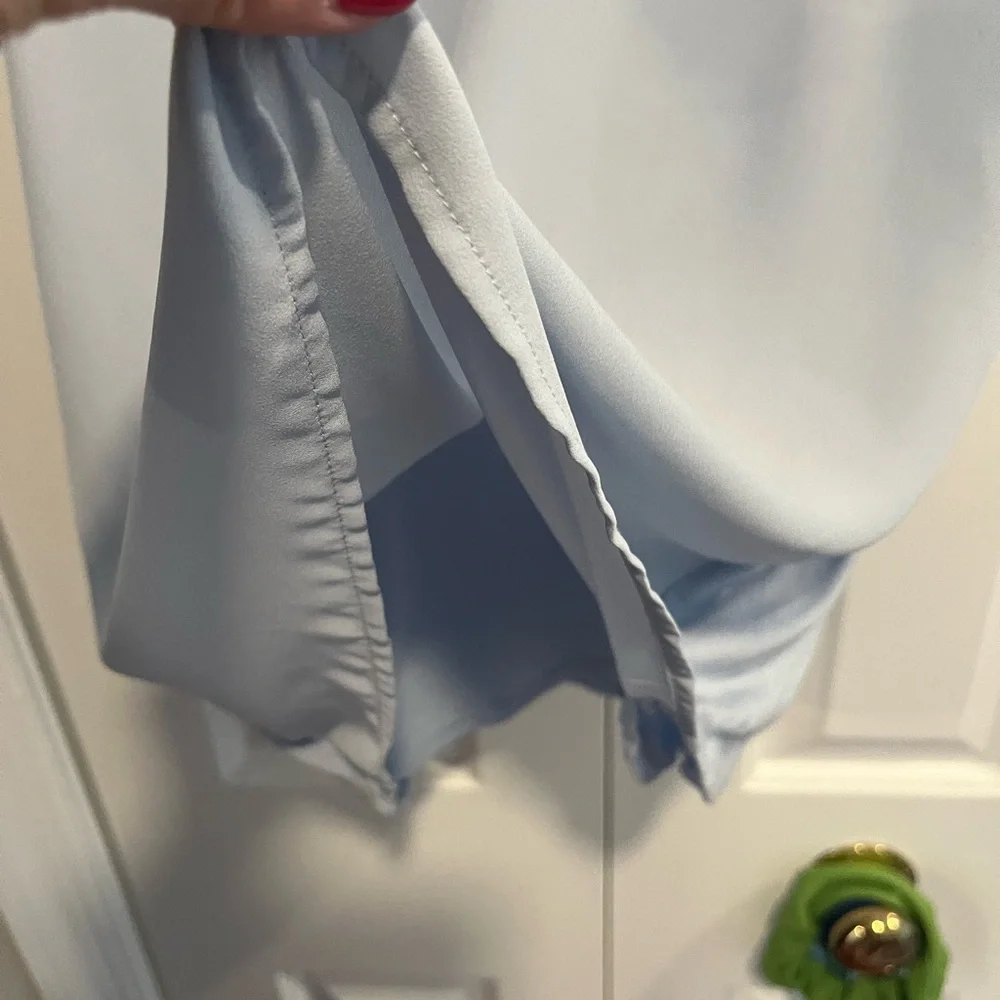 Chiffon front Ann Taylor Blue Sleeveless Tank Top - Picture 3 of 4